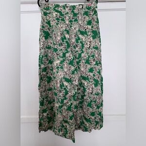 C & C California Green Floral Linen Pants size medium